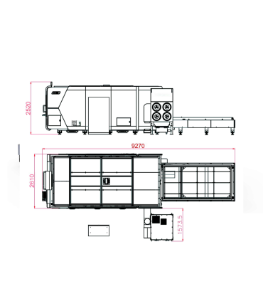Kuitulaser metallilevyjen leikkaamiseen vaihdettavalla pöydällä suljettu 6000W